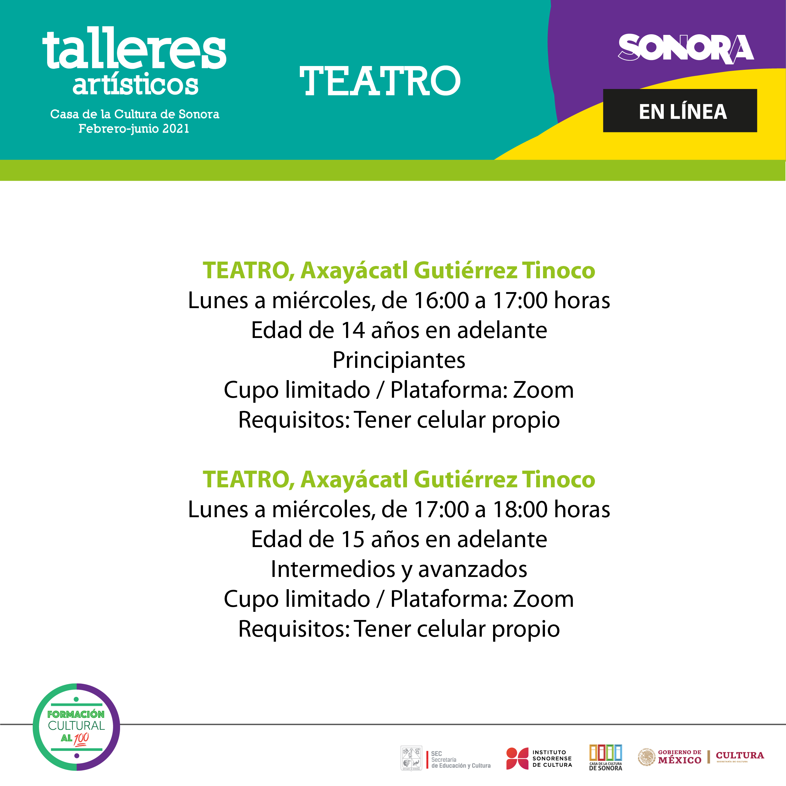 Inician inscripciones a taller artísticos en Casa de la Cultura