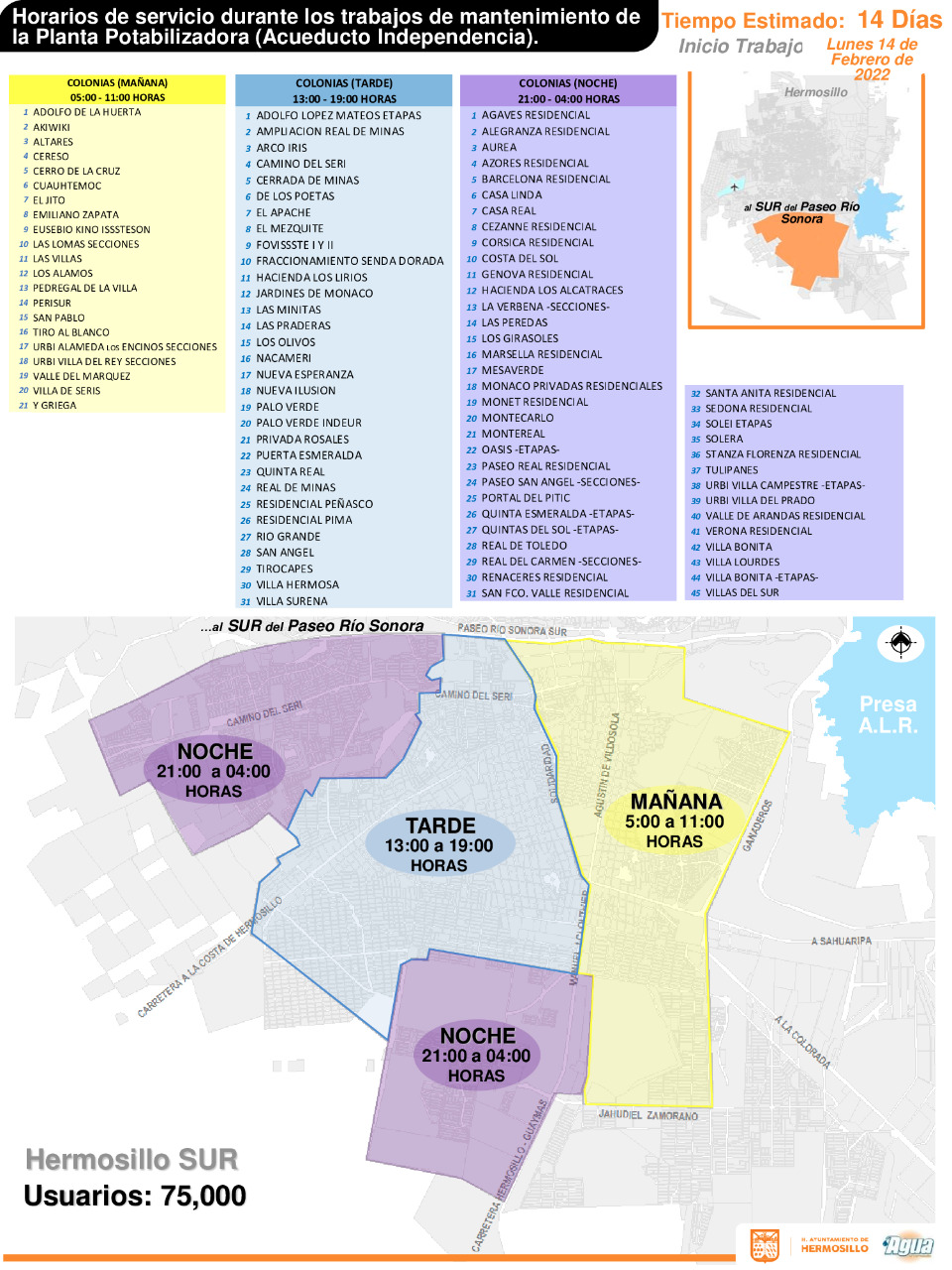 Regresan los tandeos de agua para el sur de Hermosillo