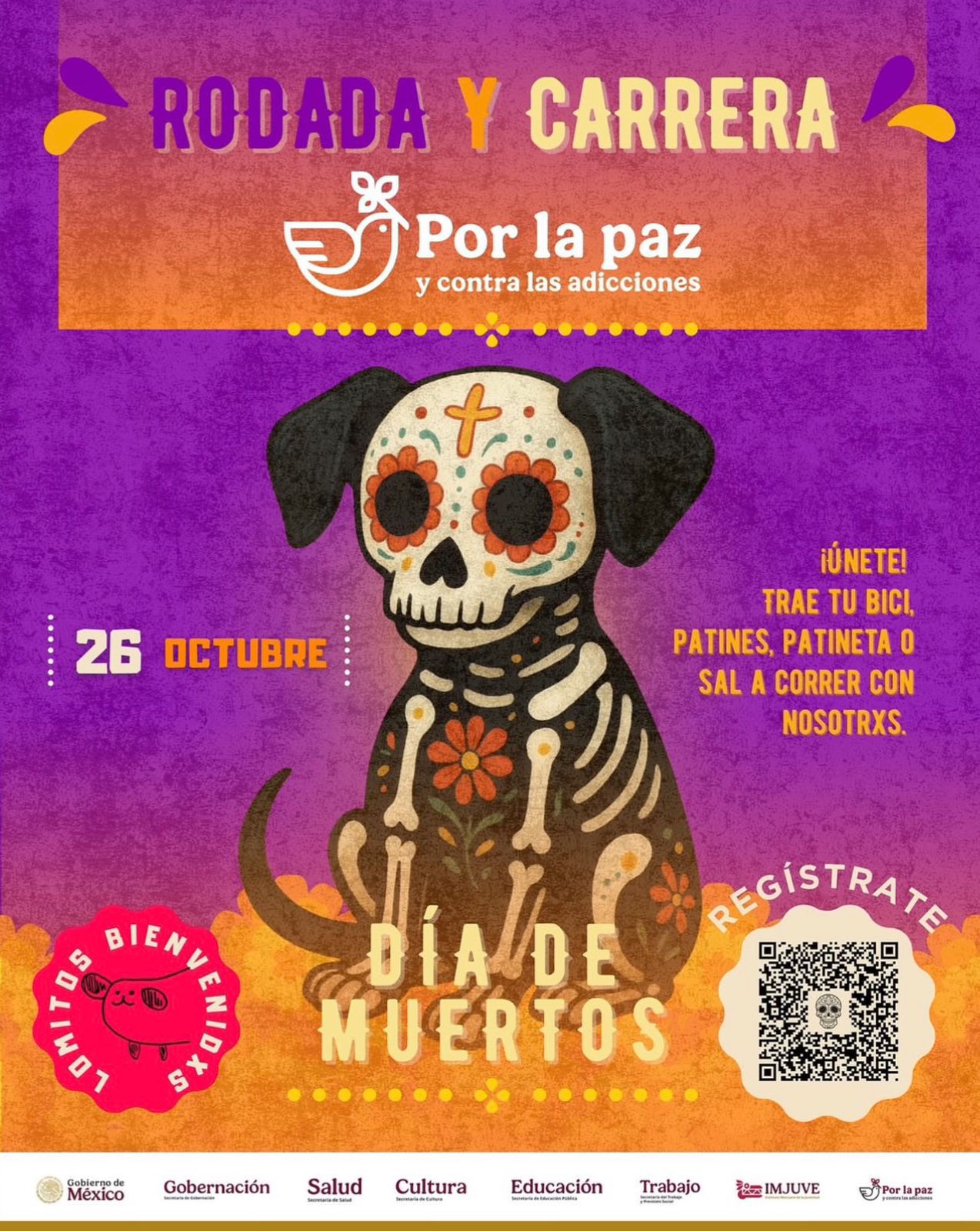 IMJUVE convoca a rodar y correr por la paz y contra las adicciones en una jornada nacional con temática de Día de Muertos