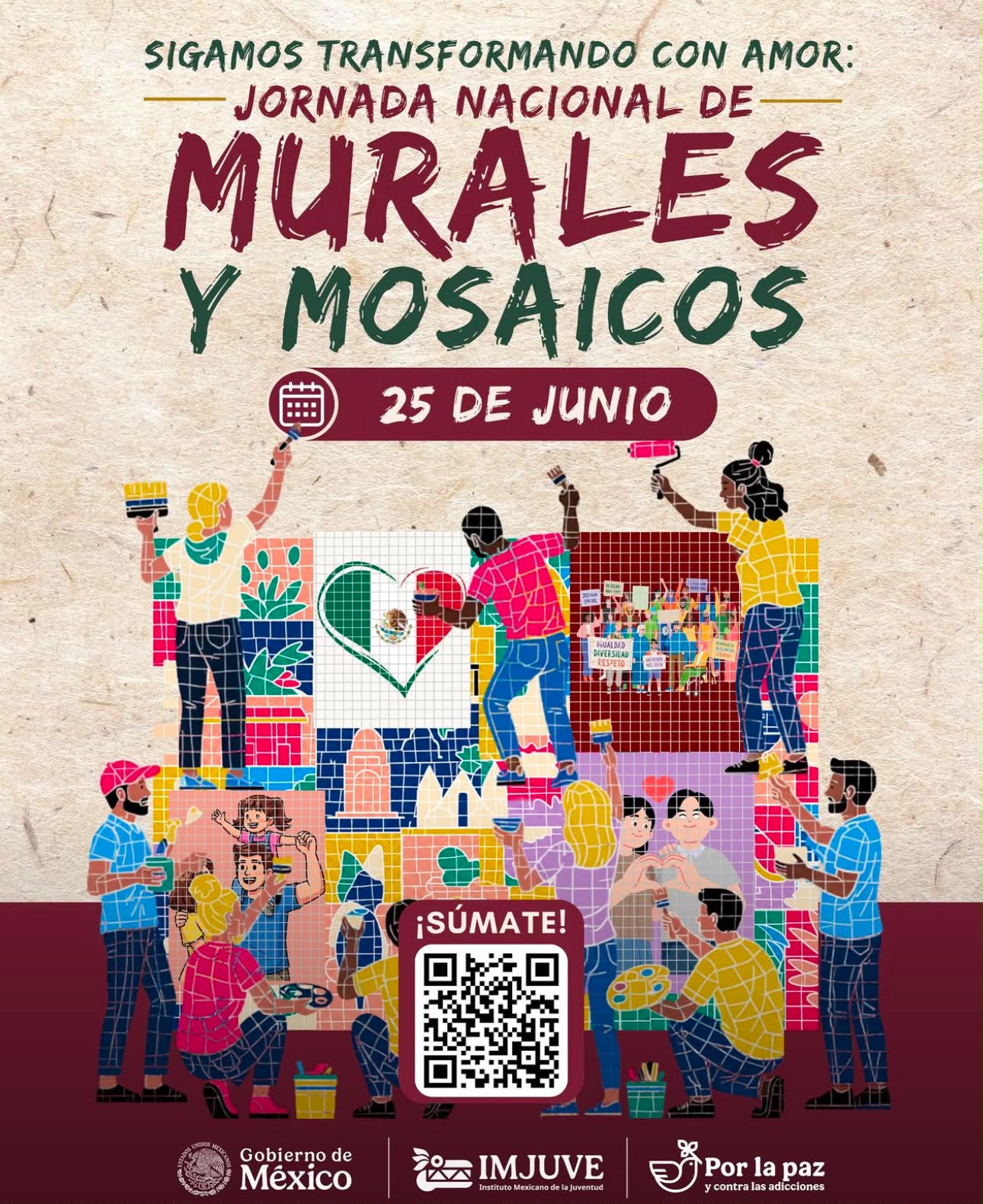 Miles de jóvenes participarán en la creación de murales y mosaicos en los 32 estados del país: IMJUVE