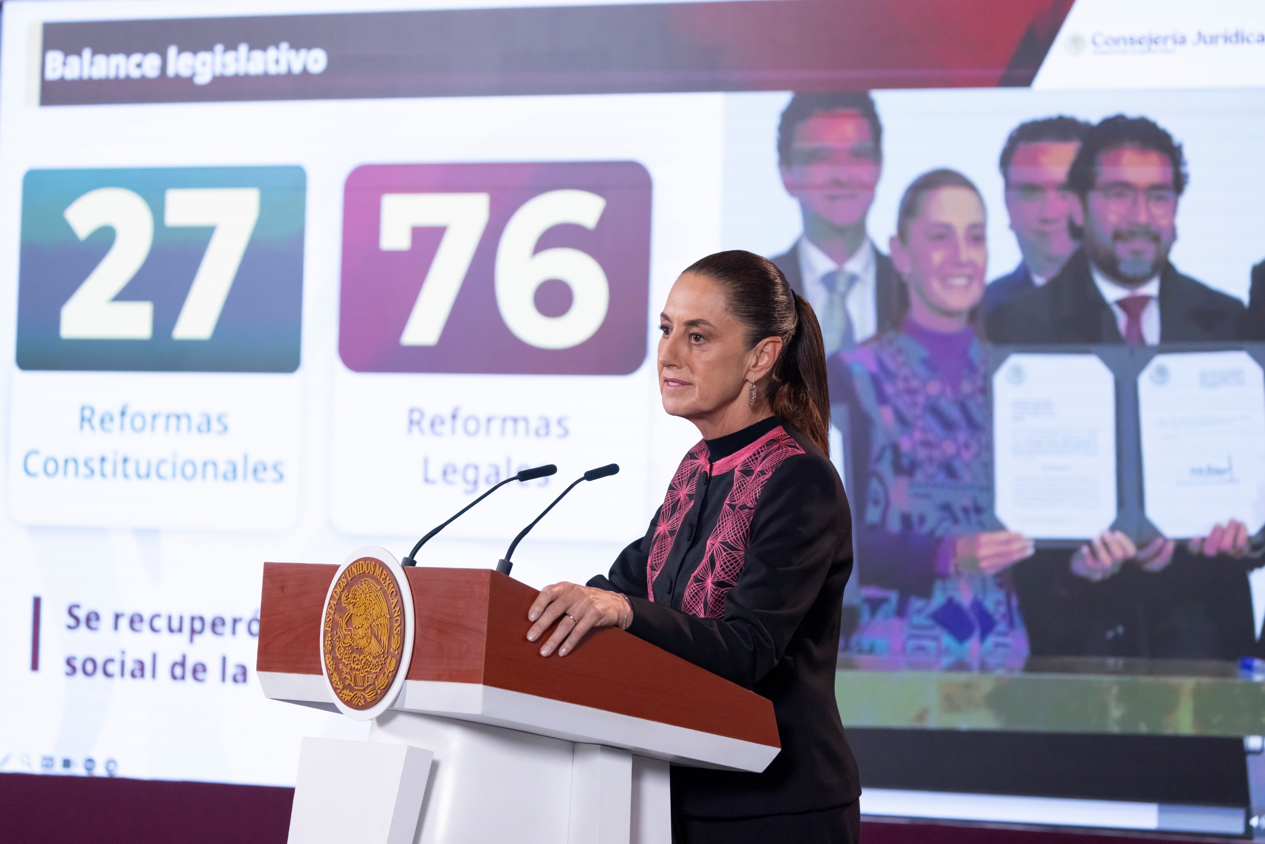 Sheinbaum resalta aprobación de 27 reformas constitucionales y 76 legales que recuperan el sentido social de la Constitución Sheinbaum resalta aprobación de 27 reformas constitucionales y 76 legales que recuperan el sentido social de la Constitución