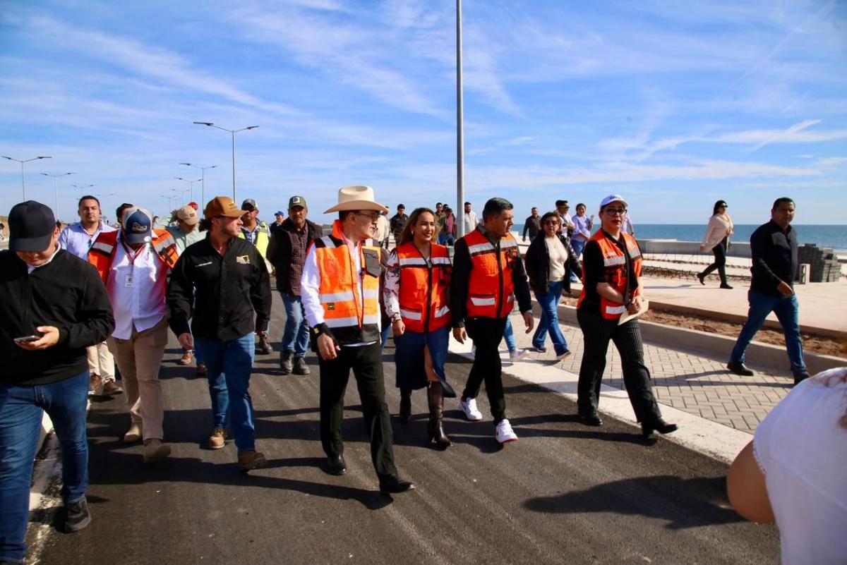 Avanza Gobernador Durazo construcción de malecón de Huatabampito con 75% de la obra concluida