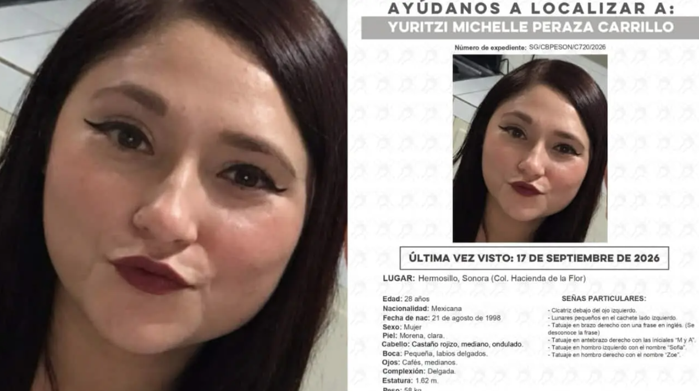 Buscan a Yuritzi Peraza, joven desaparecida en Hermosillo